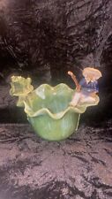 Vintage Majolica Chinese Mudman fishing with frog on Lillypad pottery planter picture