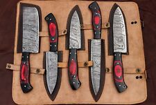 Custom Handmade Damascus Steel Chef Knife Kitchen Knives Set with Leather Bag picture