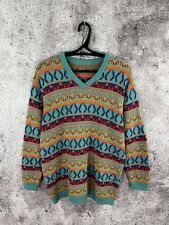 90s Vtg Italian Multicolor 3D Knit Geometric Pattern Sweater Size Medium M picture