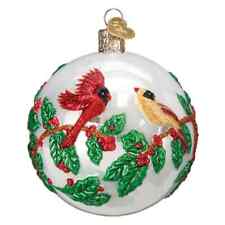 Old World Christmas HOLLYBERRY BIRDS ROUND (54505) Glass Ornament w/ OWC Box picture