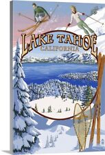 Lake Tahoe, CA Winter Views: Retro Canvas Wall Art Print, Retro Home Decor picture