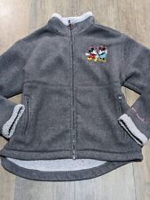 Disney Fleece Jacket Womens Small Gray Long Sleeve Full Zip Mickey Minnie Patch picture