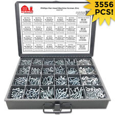 #6#8#10 Phillips Pan Head Machine Screws Bolts Nuts Washers Assortment 3556PCS picture