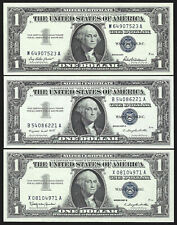 (3 ) $1 SILVER CERTIFICATES COMPLETE SET OF 3 = GEM UNCIRCULATED = 1957, A & B picture