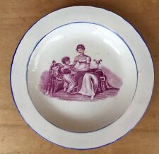 Antique Miniature 4” Staffordshire Plate Mother/Child, c1820 picture