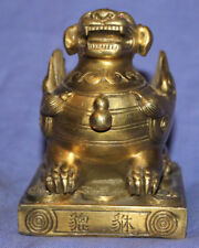 Vintage Chinese hand made brass Foo dog Lion guardian statuette picture