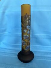 Vintage Signed Tip Galle Tall Slender Vase Floral Blue picture