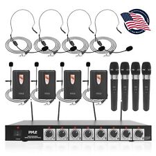 Pyle Rack Mount Wireless Microphone System w/ 4 Lavalier & 4 Handheld Mics picture