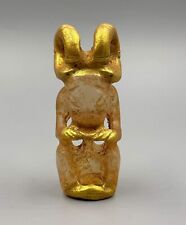 Extremely rare ancient mayan pre columbian 22K gold crystal alien-like diety picture
