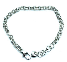 BRIGHTON Double Circles Linked Add Clip-On Charms Adjustable Silver Bracelet 8in picture