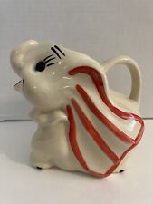 Walt Disney Dumbo Pitcher Ceramic 2QT Jug White Orange Striped Ears picture