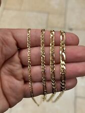 14k Yellow Gold Plated Over 925 Sterling Silver Figaro Link Chain, Italian Made picture
