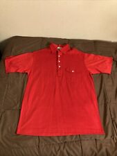 Vintage L.L. Bean Solid Red Single Stitch Pocket Polo Shirt Size Large picture