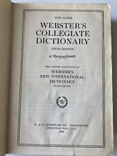 Vintage Webster's Thin Paper Collegiate Dictionary Fifth Edition 1948 picture