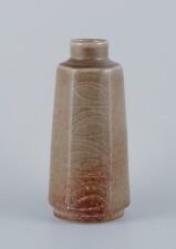 Carl Harry Stålhane for Rörstrand. Modernist ceramic vase in sand-colored glaze. picture