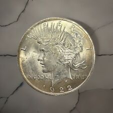 1922 Knockout Silver Peace Dollar BU++ Luster 🌈 Gold Indigo Violet Toning 418C picture