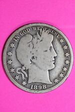 1898 O Barber Liberty Half Dollar Silver Semi Key Date Coin New Orleans Mint 55 picture
