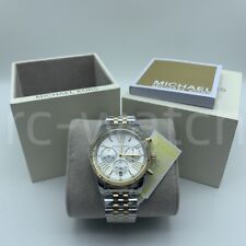 New Michael Kors MK5955 Lexington 38mm Silver Chronograph Two Tone Women's Watch picture