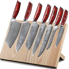 8Pcs TURWHO Kitchen Chef Knife Japanese VG10 Damascus Steel Knife Block Storage picture