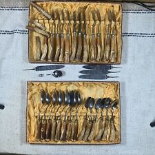 Vintage Cutlery Set KLA-TRA-SO Solingen Germany Stainless Steel Antler Handles picture