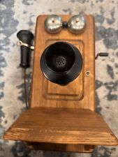 Antique 1900s Kellogg Wall Mount Crank Telephone Quartersawn Tiger Oak picture