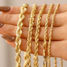 14K Yellow Gold 1mm-10mm Diamond Cut Rope Chain Necklace Bracelet 6