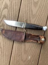 Antique 1925-1948 Knife Kinfolks Fixed Blade With Original Leather Sheath Rare picture