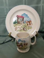 SPODE COPELAND PETS FARM CHILDS PLATE & CUP circa 1970's picture