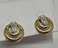 Vintage USSR Pair Stud Earrings ROSE Gold 375 Jewelry Stone Women's 1.17gr picture