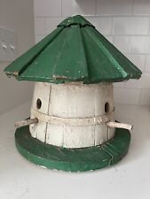 OLD Primitive Bird House Antique Birdhouse Green and White Vintage picture