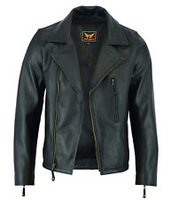 Mens Classic Vintage Genuine Top-Grain Cowhide Biker Leather Jacket picture