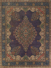 Purple Wool Medallion Tebriz Vintage Rug 9x12 Traditional Handmade Room Size Rug picture