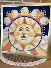 Vintage Rare Bucilla Sun Moon Crewel Needlepoint Celestial Embroidery 15” Retro picture