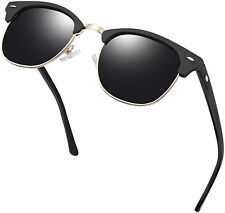 Retro Vintage Polarized Sunglasses Mens UV400 Half Metal Frame ClubSunglassesUSA picture