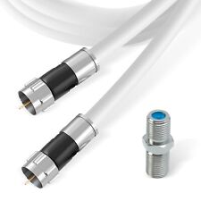 White RG6 Coaxial Cable for Internet, HD TV, Satellite, Antenna with Barrel picture