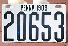 PENNSYLVANIA - 1909 porcelain license plate, TOP original condition, rare one.  picture