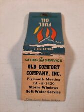 Vtg old comfort company fuel oil matchbook cover empty cities service  picture