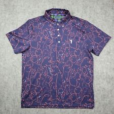 William Murray Polo Shirt Mens Large Blue Red Gopher All Over Print Performance picture