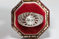 Vintage Circa 1960s 14k Gold Natural Diamond Decorated Solitaire Ring picture
