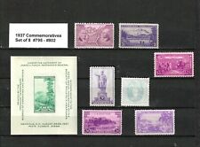 1937 US Commemorative Stamp Year Set +Souvenir Sheet SC# 795-802 OG MNH picture