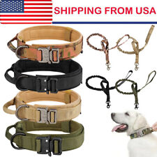 Tactical Dog Collar w/ Handle +Leash Heavy Duty Military Service Canine Training picture