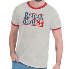 Ronald Reagan George Bush 1984 Vintage Retro Ringer T Shirt Tee Shirts Men Women picture