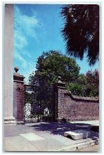 c1960 St. Michael's Churchyard Gates Charleston South Carolina SC Trees Postcard picture