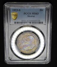 🌈 1923 S Monroe Silver Half Dollar PCGS Graded MS63 Rainbow Color Toned Coin  picture