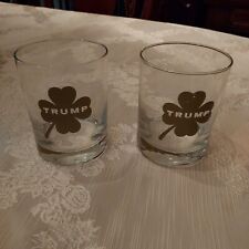 President Donald J. Trump Beverage Glass w/ Four Leaf Clover Design Lot of 2 picture