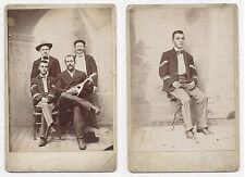 2 Cabinet Photos: Man w/MANDOLIN in 1, SOLDIER in both, 1870's-80's Poss. KANSAS picture