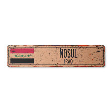 MOSUL IRAQ Vintage Street Sign Iraqi flag city country road wall rustic gift picture