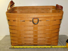 Longaberger Large Leather Handled Slant Basket 16x11x12