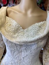 Vintage 1950's Era Beautiful Lace Long Sleeve Wedding Dress Gown picture