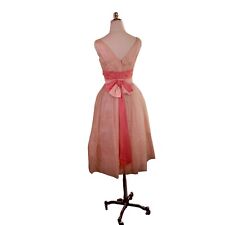 Vintage 1950s Party Dress Womens Small Peach Orange Layered Organza Satin Tulle picture